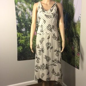GiGi SILK ORIGINALS SLEEVELESS B&W SILK MIDI DRESS